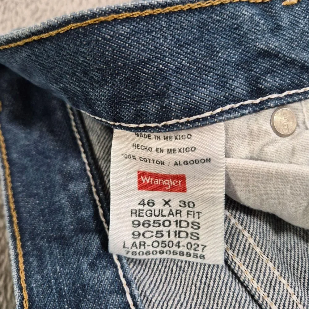 Wrangler Five Star Premium Jeans Mens 46x30 Blue Med Wash Regular Straight Denim
